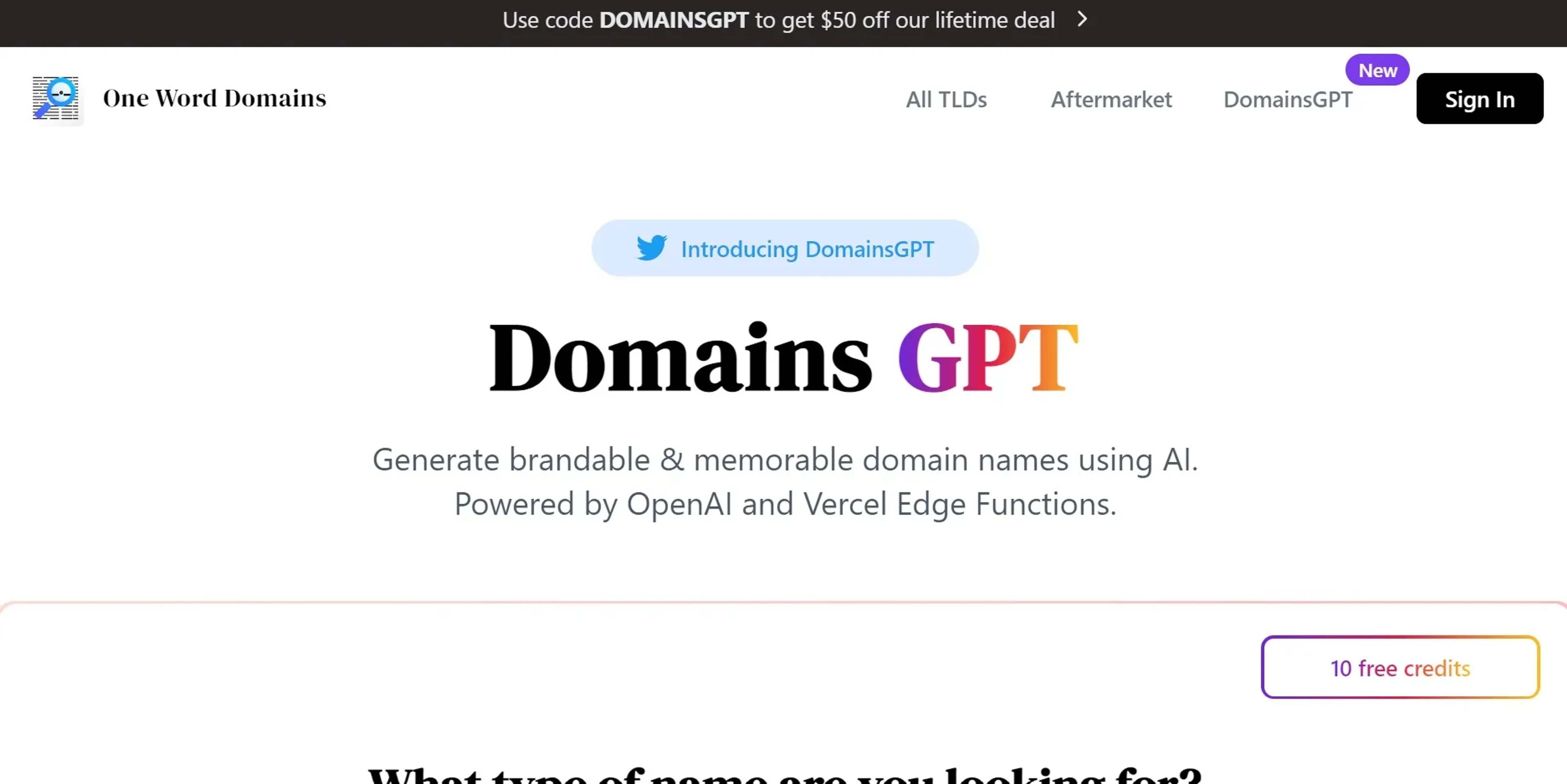 DomainsGPT product screenshot
