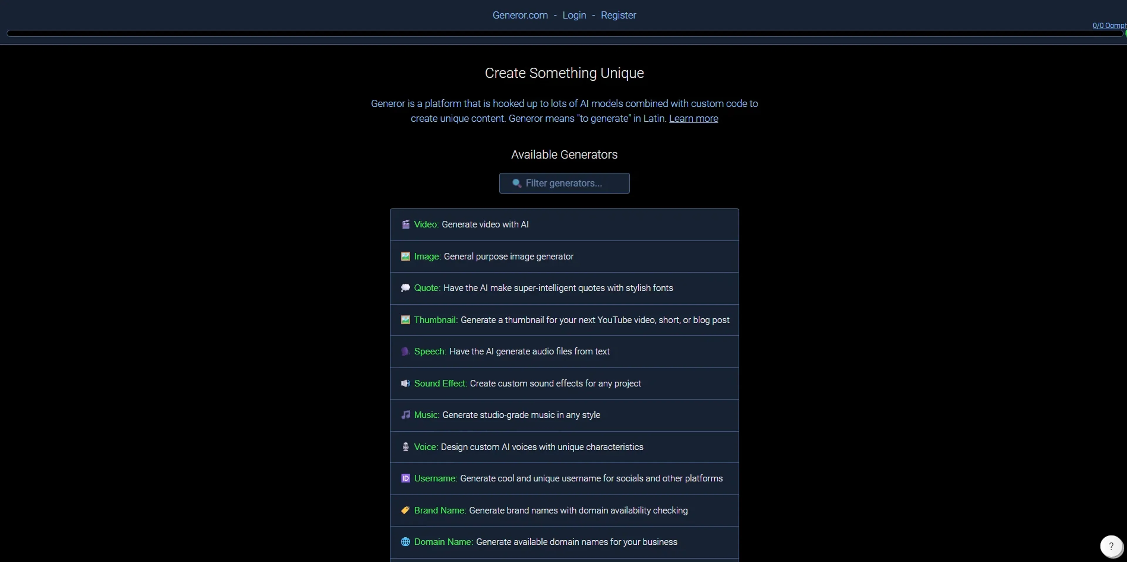 Generor product screenshot
