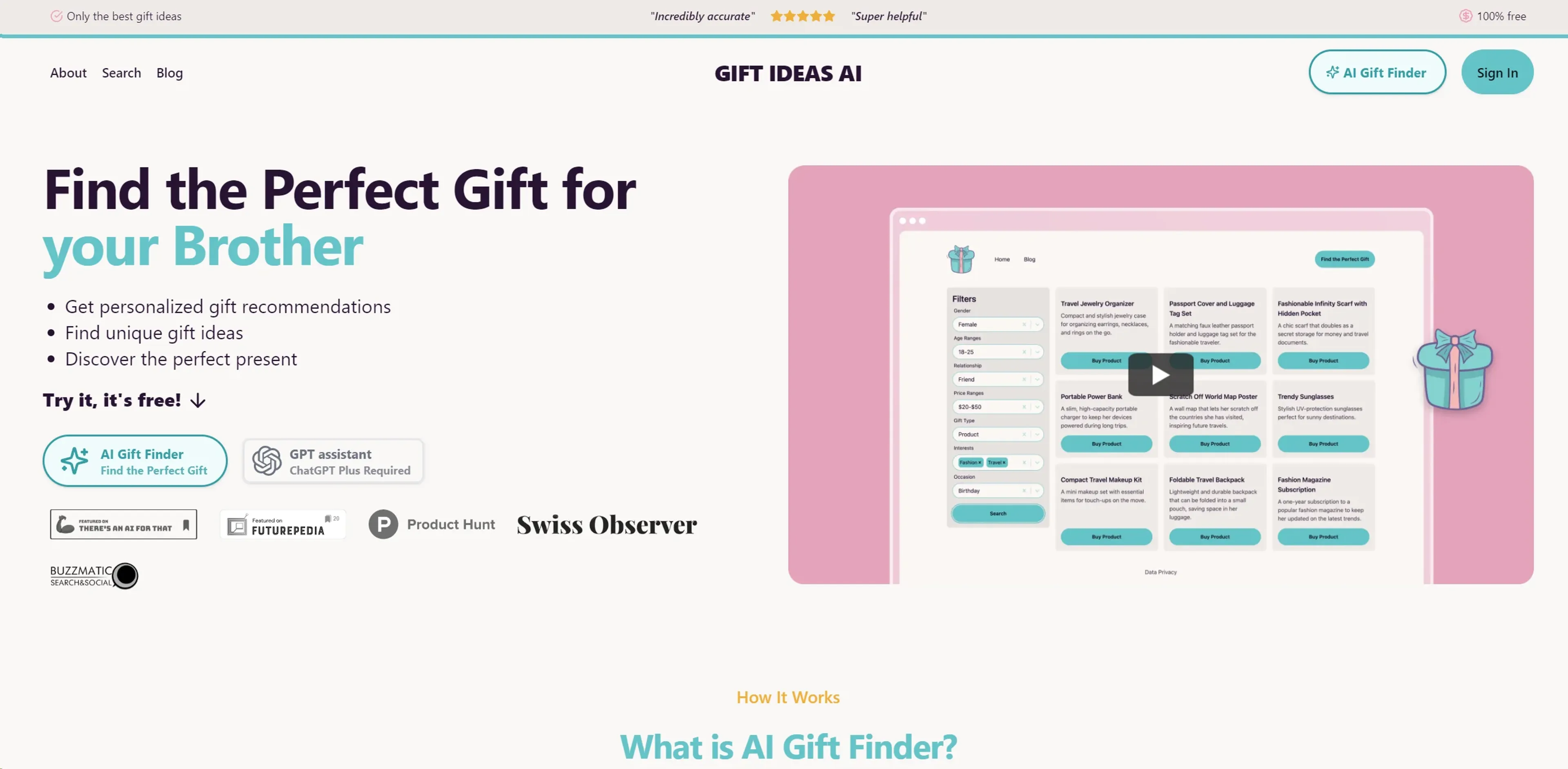Gift Ideas AI product screenshot