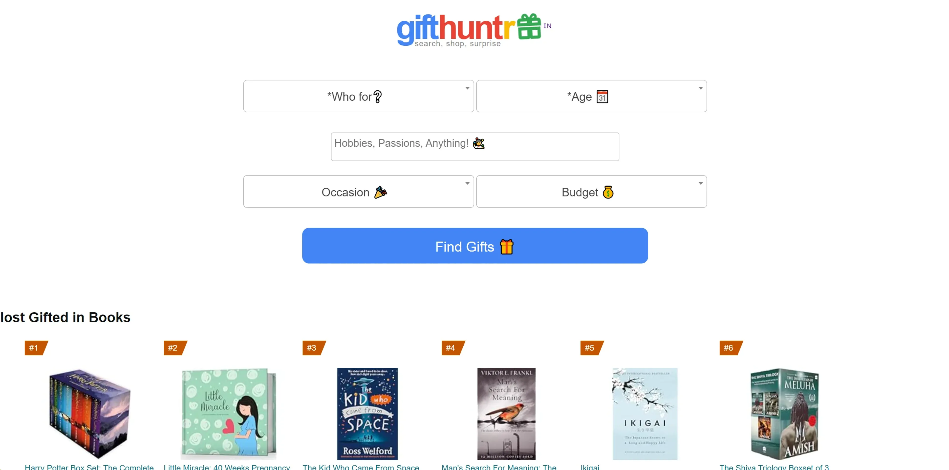GiftHuntr product screenshot