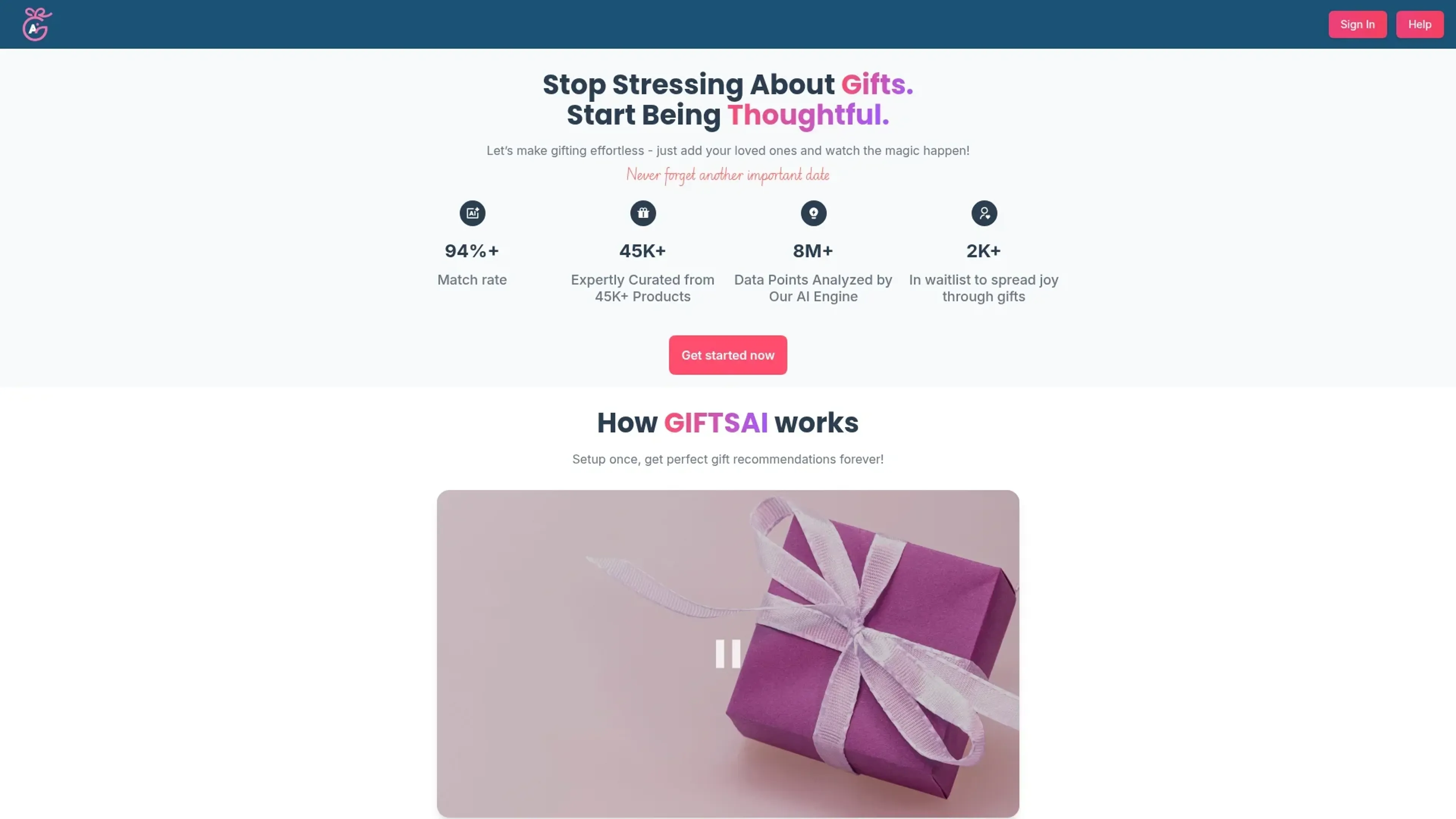 GIFTS AI product screenshot