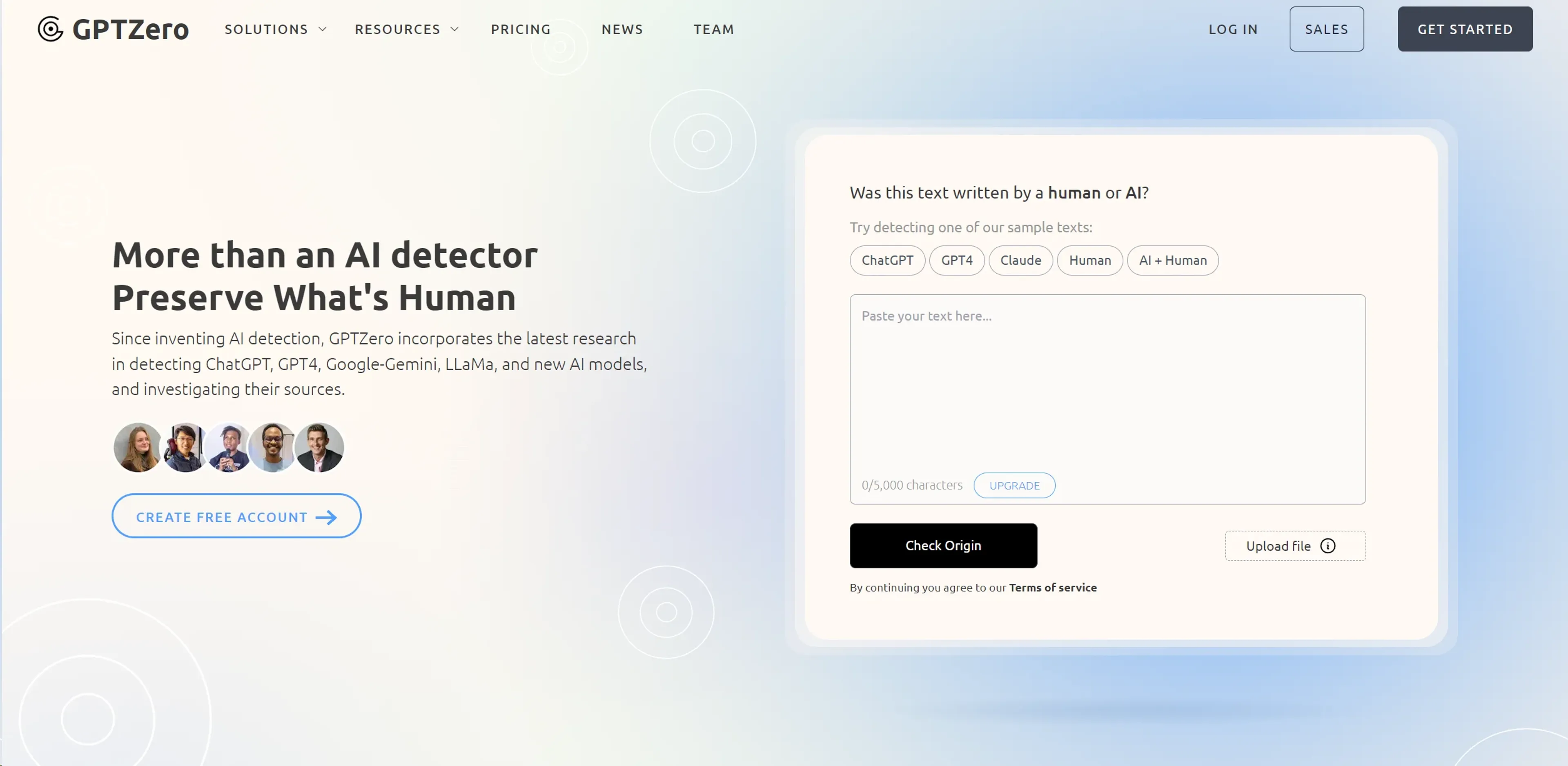 GPTZero product screenshot