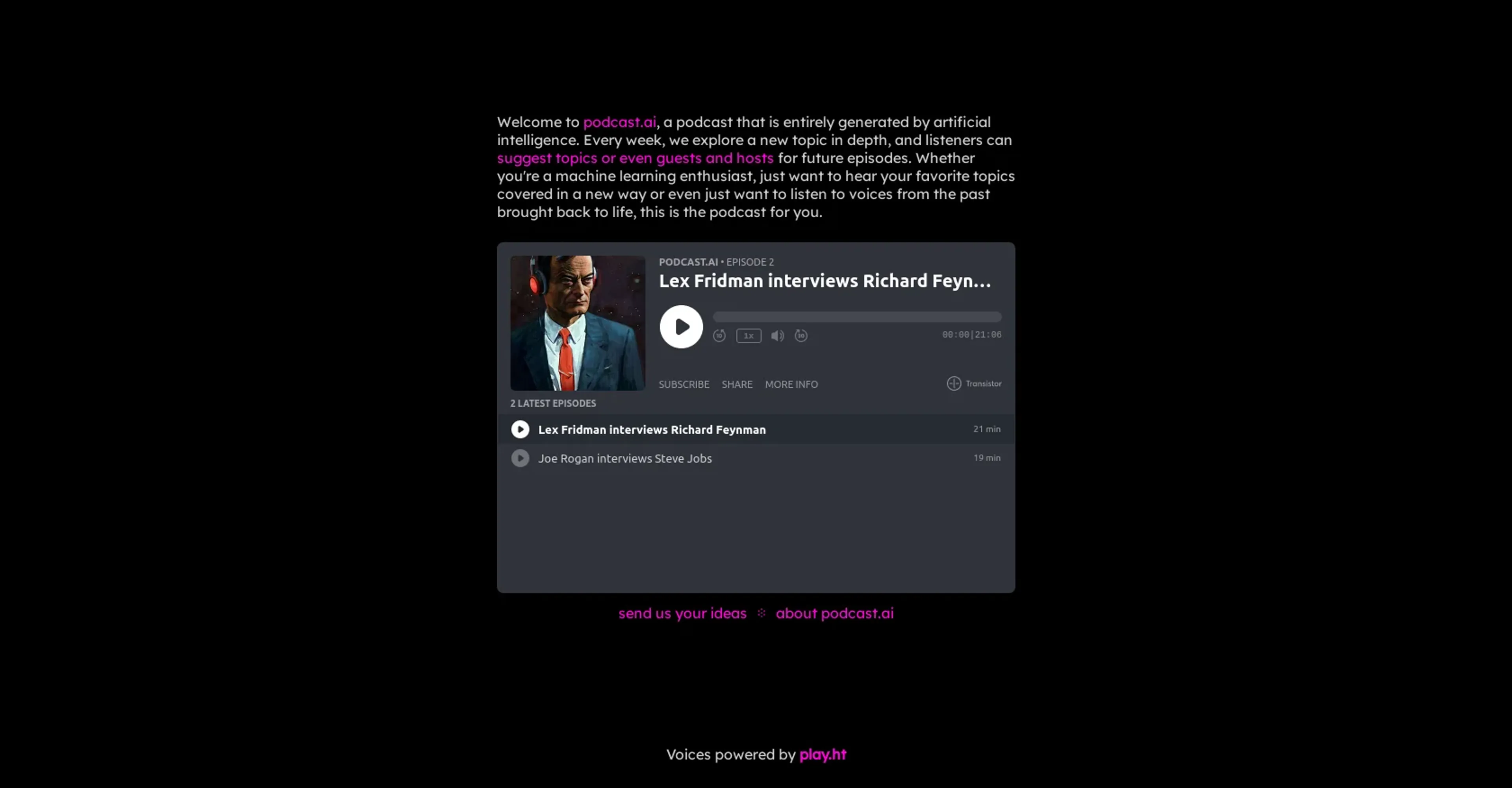 Podcast product screenshot
